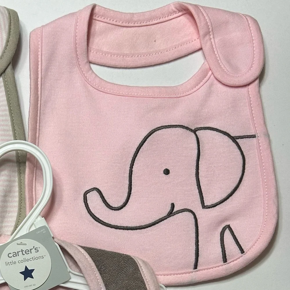 3 Pink Brown Elephants Baby Bibs Daddy's Girl I Love Mommy Heart Shower Gift